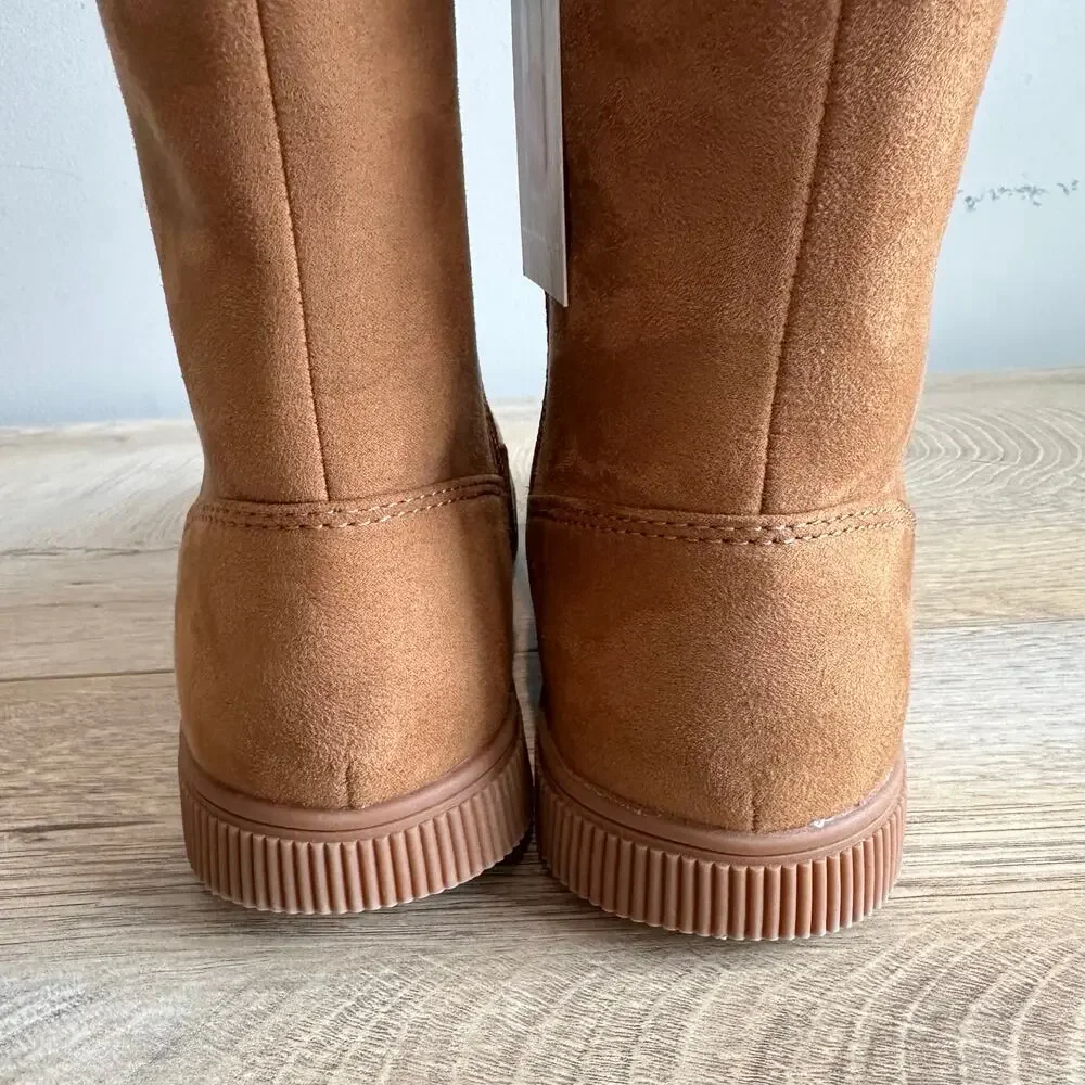 Cat & Jack Target Natalia Tall Shearling Style Boots Cognac 4